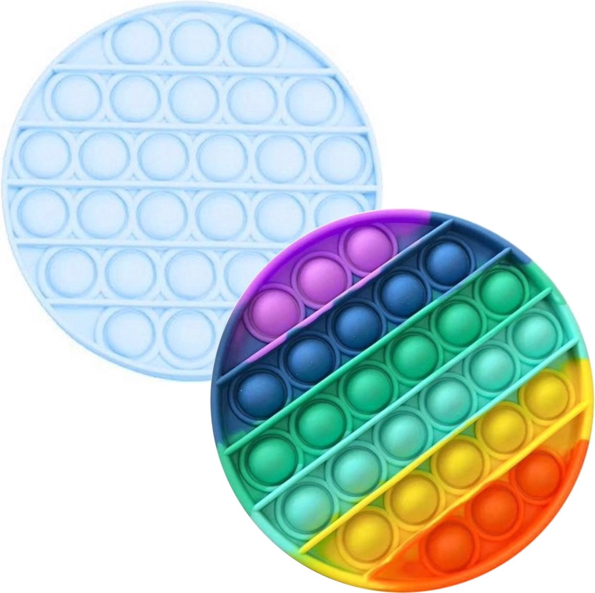 LUVIQ Pop it Fidget Toy – Premium Materiaal – Fidget Toys Pakket – Sinterklaas Cadeautjes - Regenboog, Glow in the Dark - Rond