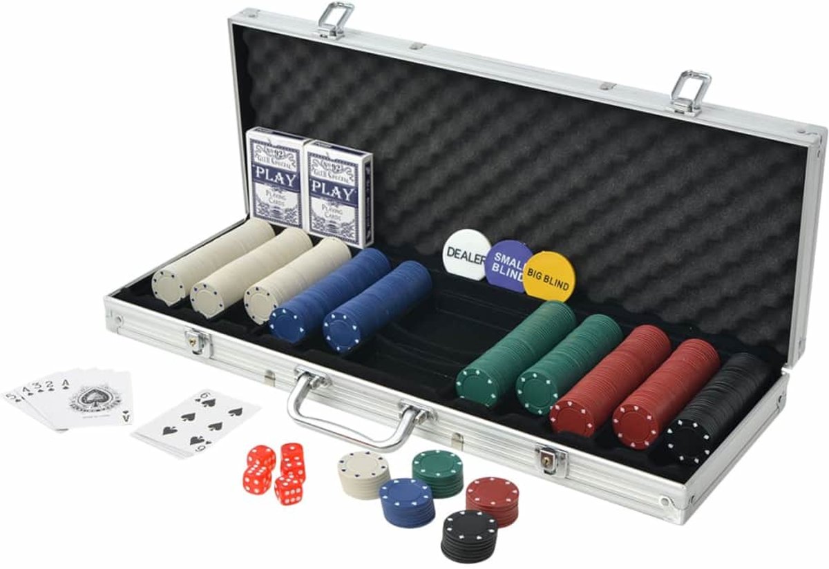 Pokerset met Koffer 500 Chips - Poker chips set - Pokerset Alumunium Koffer