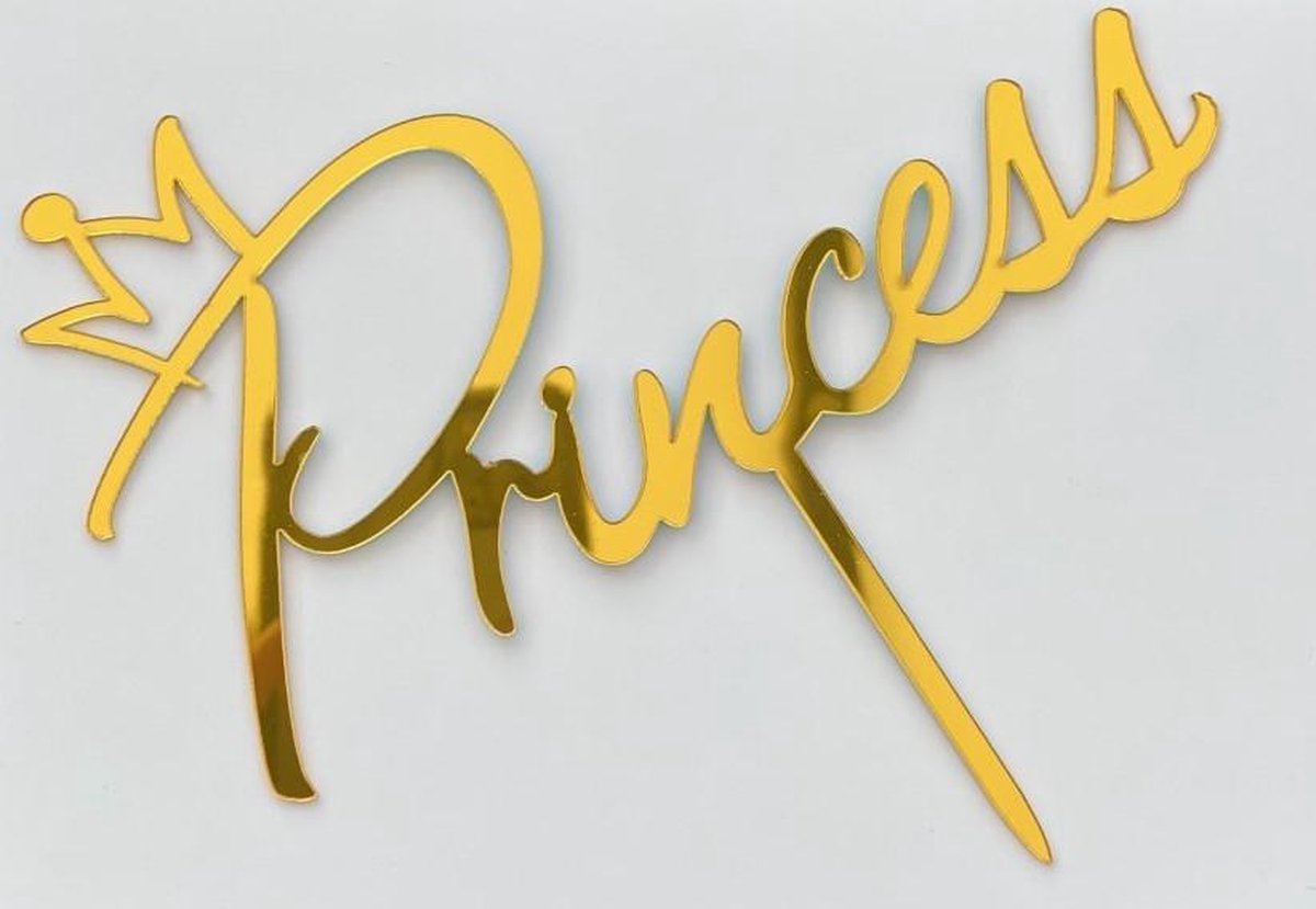 La Gabriela - Princess- taarttopper - cake topper - caketopper - goud - gold - verjaardag - taartdecoratie - taart topper - taart versiering