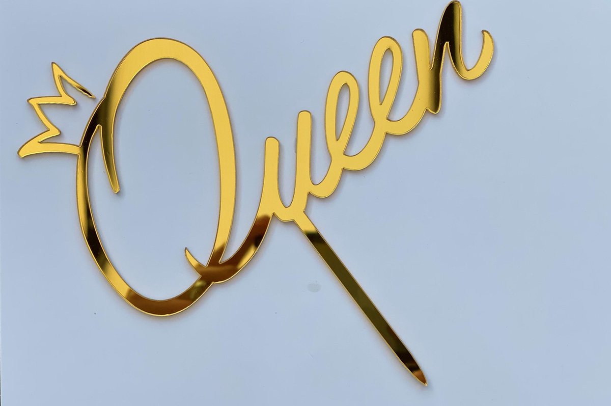 La Gabriela - Queen - cake topper - caketopper - goud - gold - verjaardag - taartdecoratie - taart topper - taarttopper - taart versiering