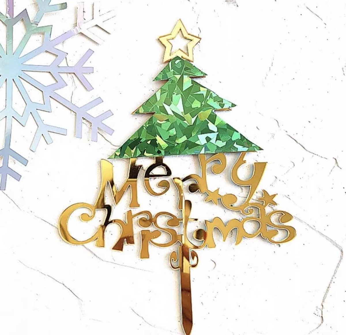 La Gabriela -Merry Christmas cake topper - Kerst - X-mas - Merry Christmas - cake topper - caketopper - goud - gold - taartdecoratie - taart topper - taart versiering