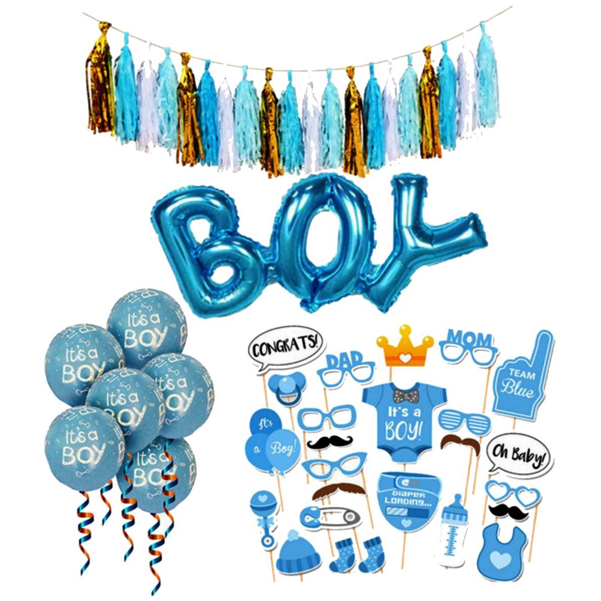 Its A Boy - Baby Pakket - Geboorte Versiering - Babyshower - Kraamfeest - Feest Versiering - Compleet Feestpakket - LaFiesta, het leukste feestpakket!