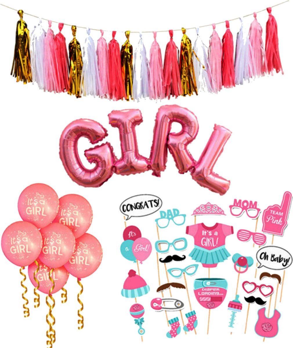 Its A Girl - Baby Pakket - Geboorte Versiering - Babyshower - Kraamfeest - Feest Versiering - Compleet Feestpakket - LaFiesta, het leukste feestpakket!