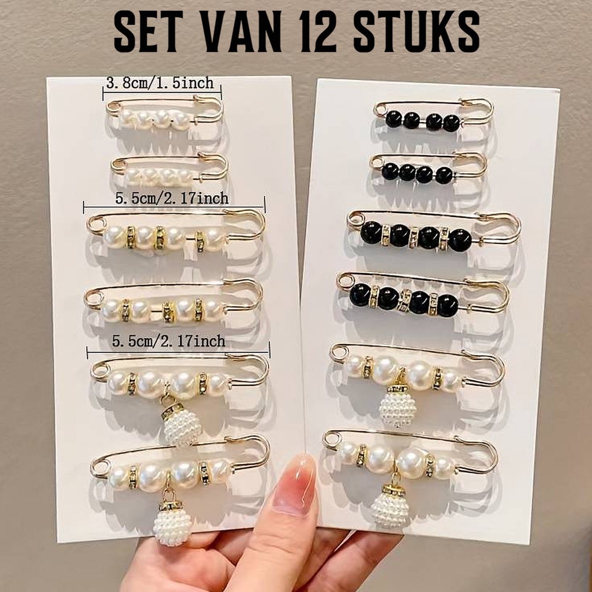  ® SET 12 x Sierspelden Parels Broche Vestspeld Vestsluiting Taillebroche Fashion Clip Sjaalspeld Tshirt Clip Shawl  en - 12 STUKS %%