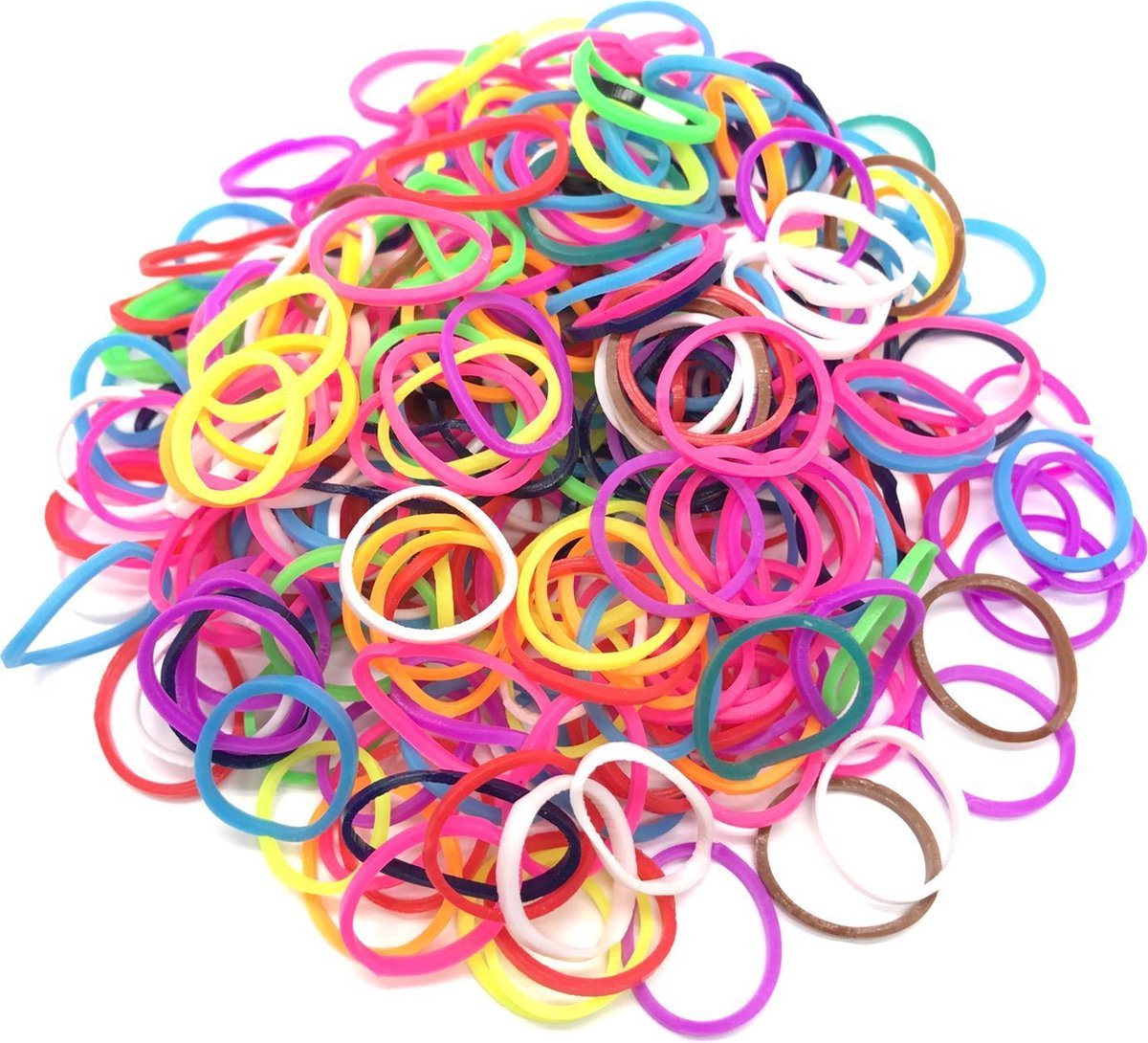   - 600 loom elastiekjes gestreept met weefhaken en S-clips voor eindeloos speelplezier met deze loombandjes