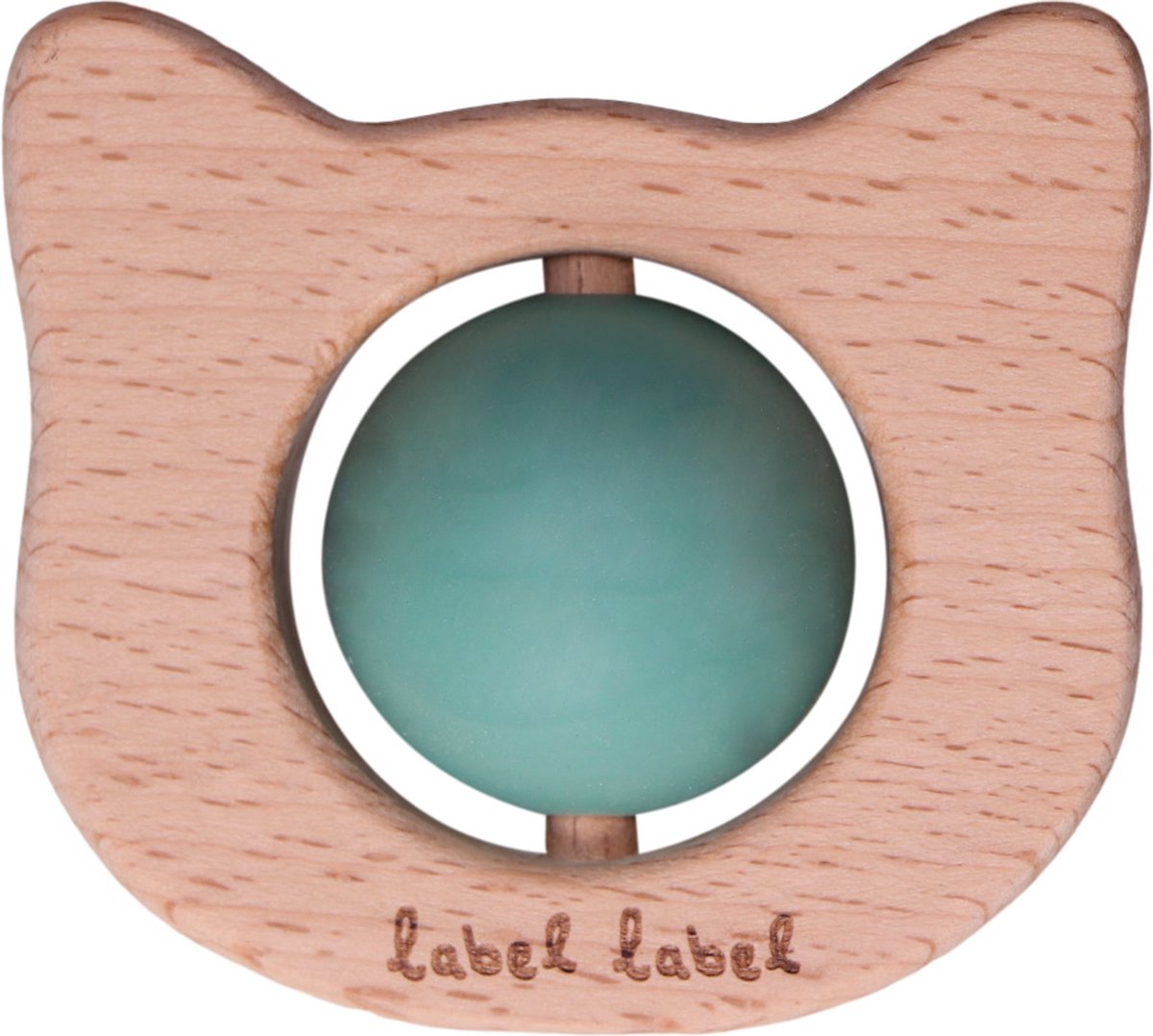 Label Label Kat Groen Hout & Silicone Bijtspeeltje LLST-15263