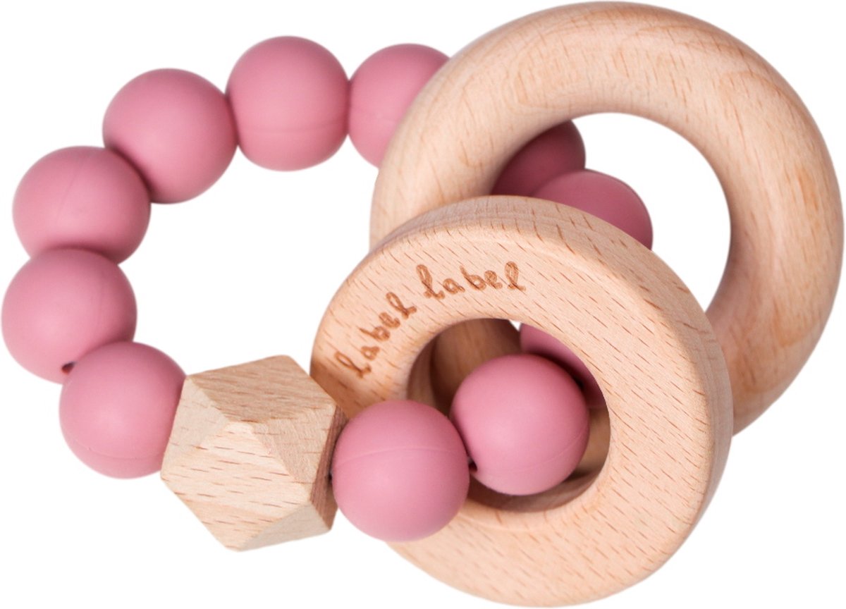 Label Label Roze Hout & Silicone Kralen Bijtring LLST-15188