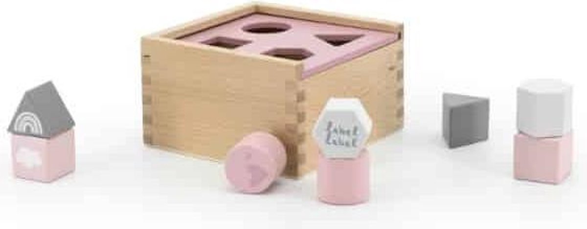 Label Label shape sorting box (vormenstoof) roze