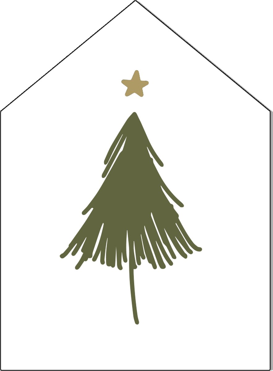 Label2X - Kersthuisje Kerstboom - Groen - Forex - 40cm hoog - Kerstmis - Kerstdecoratie - Kerst versiering