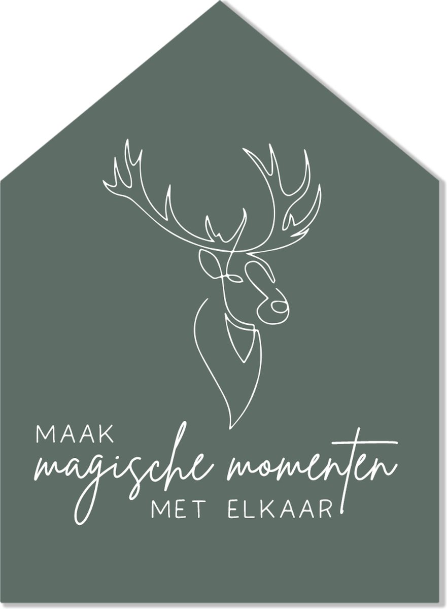 Label2X - Kersthuisje Maak Magische Momenten - Groen - Forex - 40cm hoog - Kerstmis - Kerstdecoratie - Kerst versiering