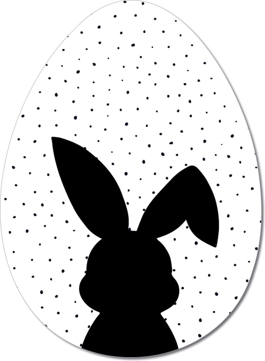 Label2X - Paasei Decoratie Konijn Stipjes - 30 cm hoog - Inclusief Grote Houder - Paasdecoratie - Pasen versiering