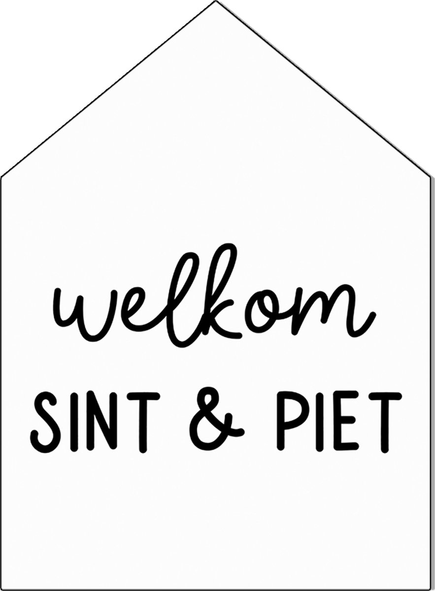 Label2X - Sinthuisje Welkom Sierlijk wit - Dibond - 40 cm