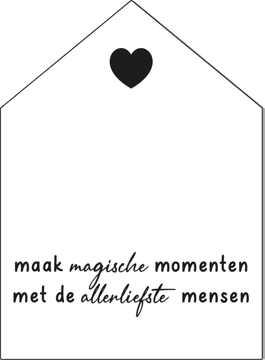 Label2X- Kersthuisje Maak Magische Momenten - Wit - Dibond - 40cm hoog - Kerstmis - Kerstdecoratie - Kerst versiering