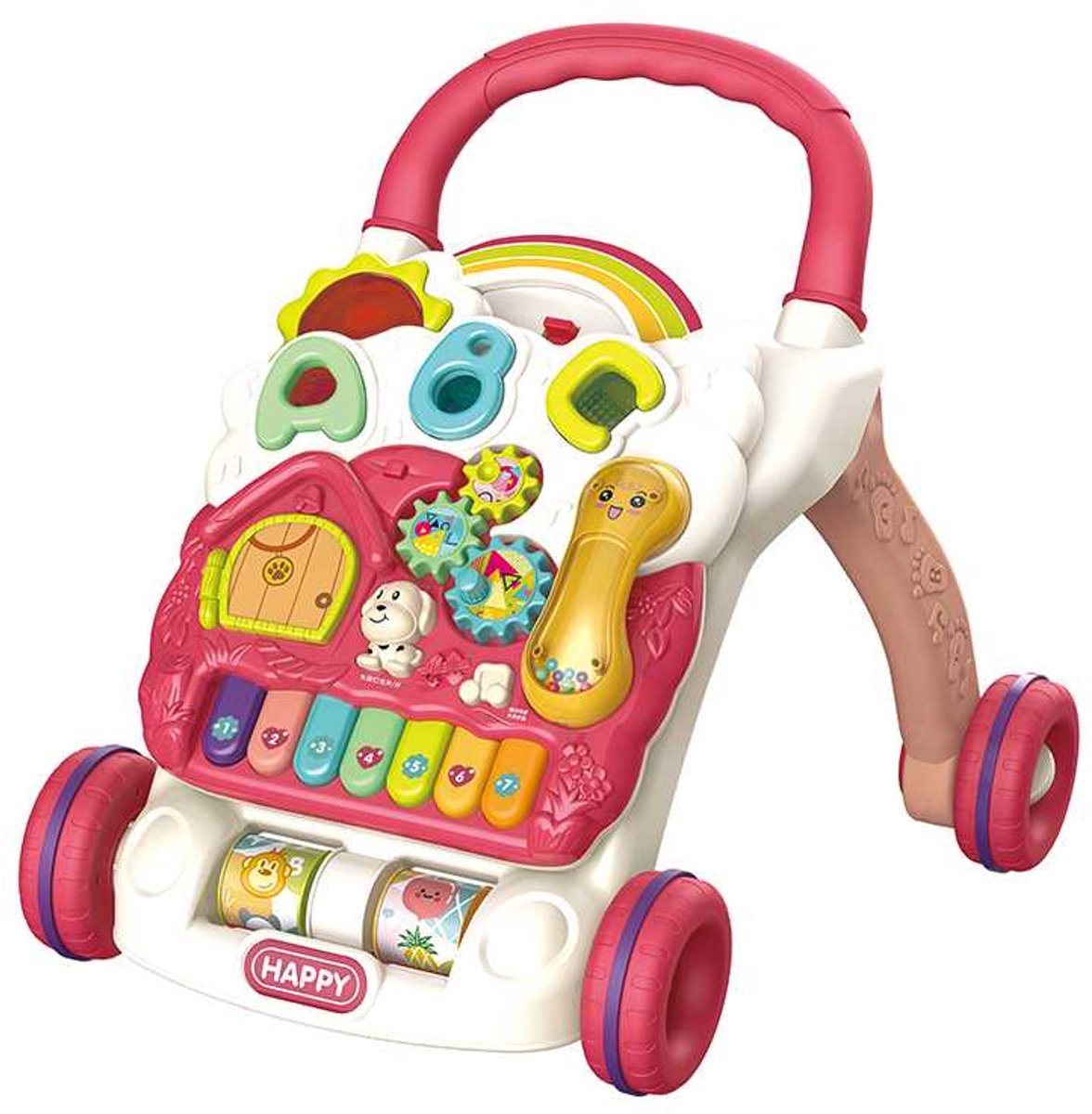 2-in-1 Babywalker – Loopstoeltje Baby – incl. speelbord met pianino