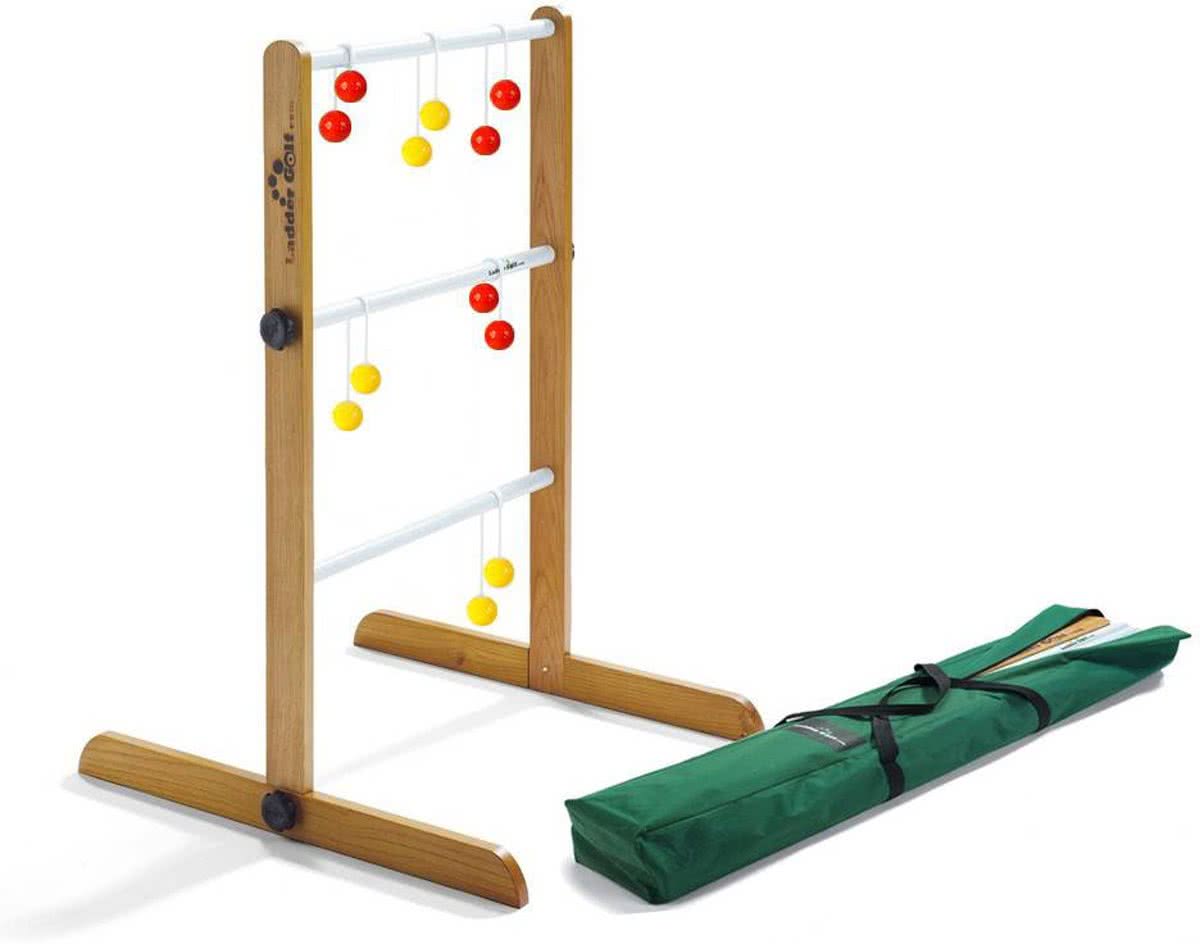 Laddergolf Set - Rode & Gele bolas - uit de USA, professionele set met echte golfballen in stevige transporttas, Swingladder, Spinladderspel