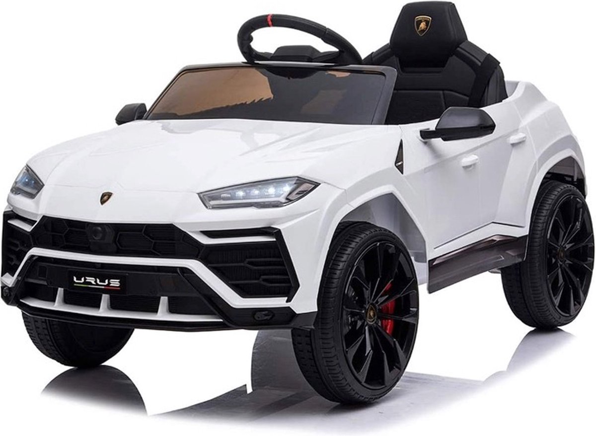 Lamborghini Urus Elektrische Kinderauto - Wit - 12v - Muziek Modulen - USB- Afstand Bestuurbaar - Kunst Lederen Zitje - Rubberen EVA Banden