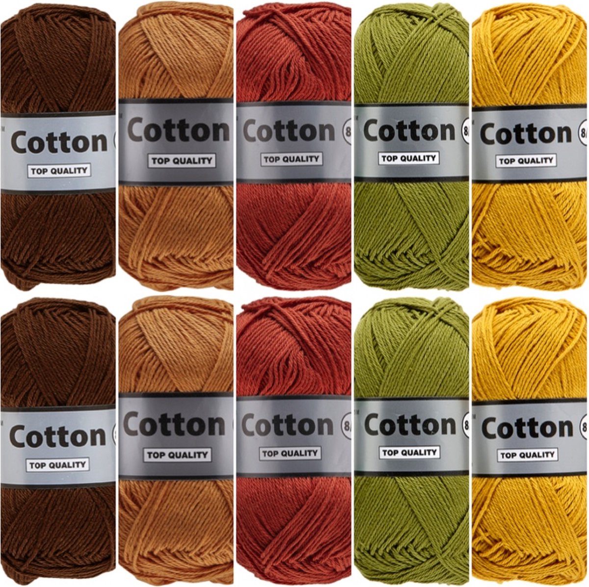 Cotton eight herfst katoengaren pakket - 10 bollen - bruin groen oker