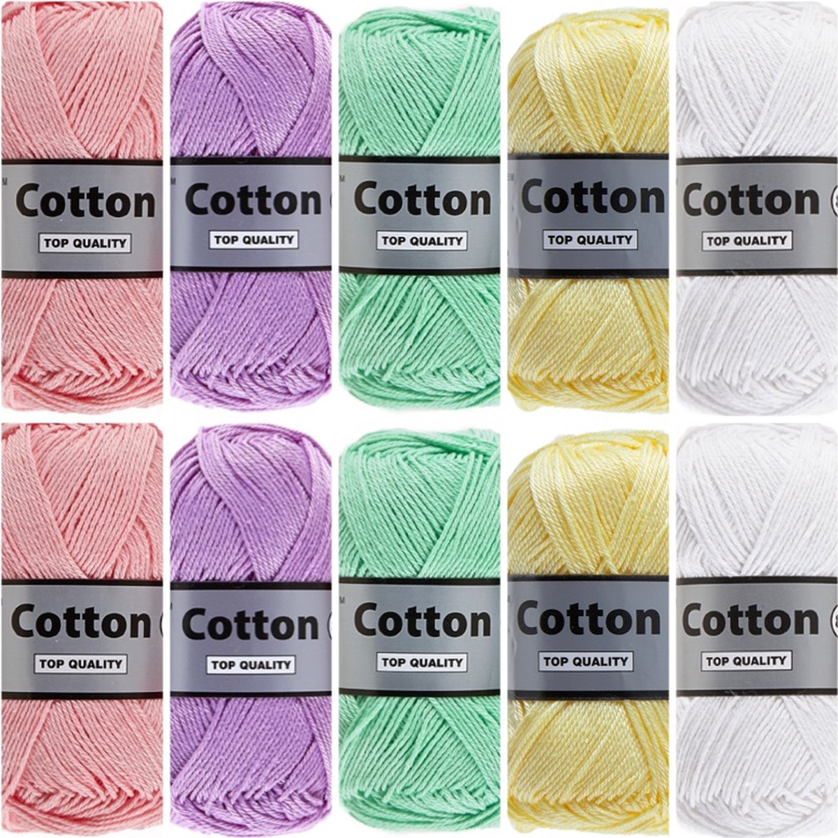 Cotton eight zachte pastel kleuren - katoengaren pakket - 10 bollen