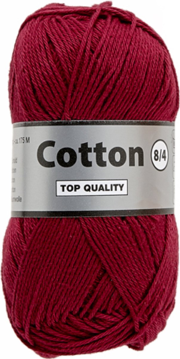 Lammy Yarns Cotton eight 8/4 - bordeaux (848) - 1 bol van 50 gram - dun katoen garen