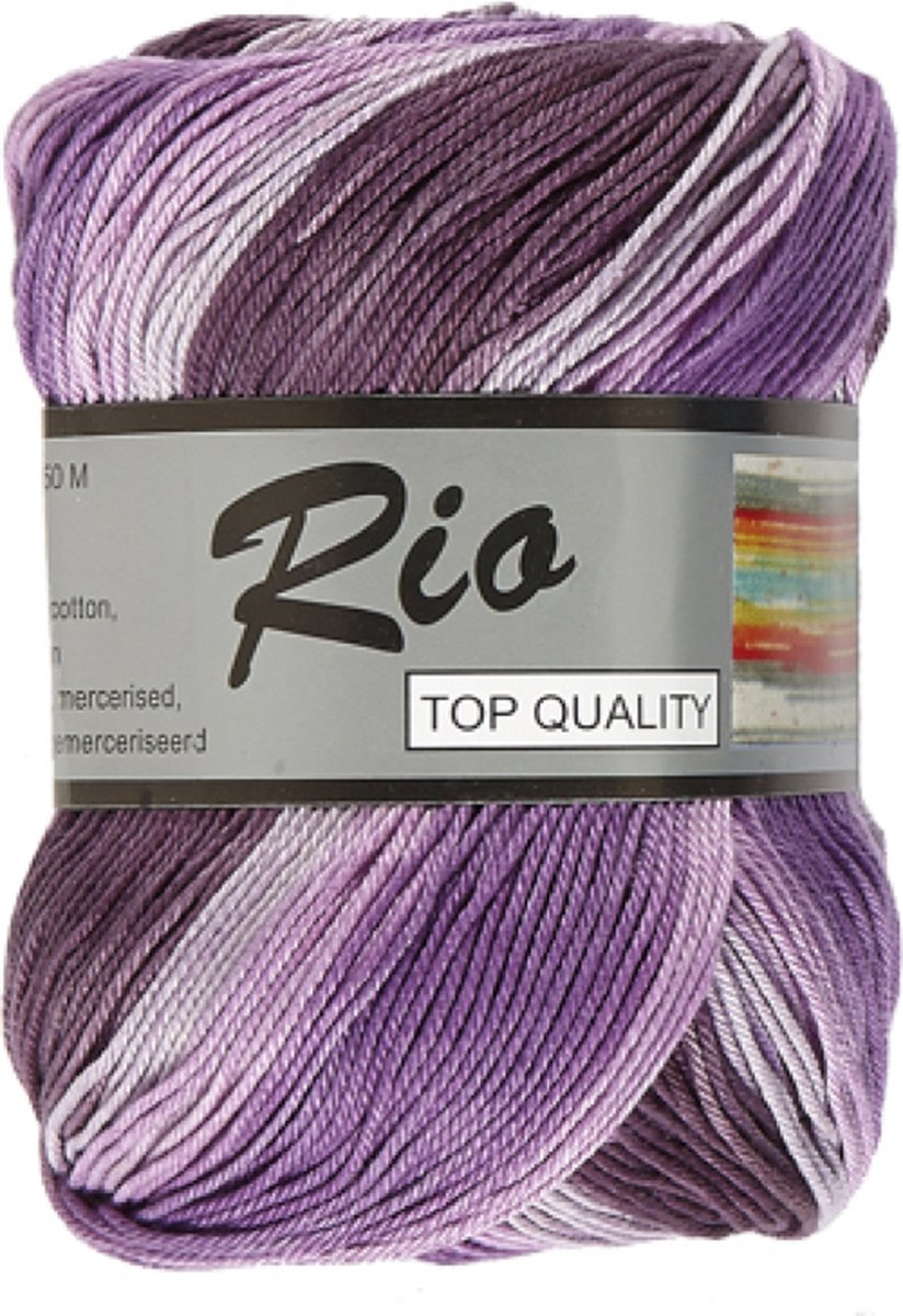 Lammy Yarns Rio Jacquard katoen garen - paars/lila gemêleerd (906) - 1 bol van 100 gram - pendikte 3 - 3,5 mm.