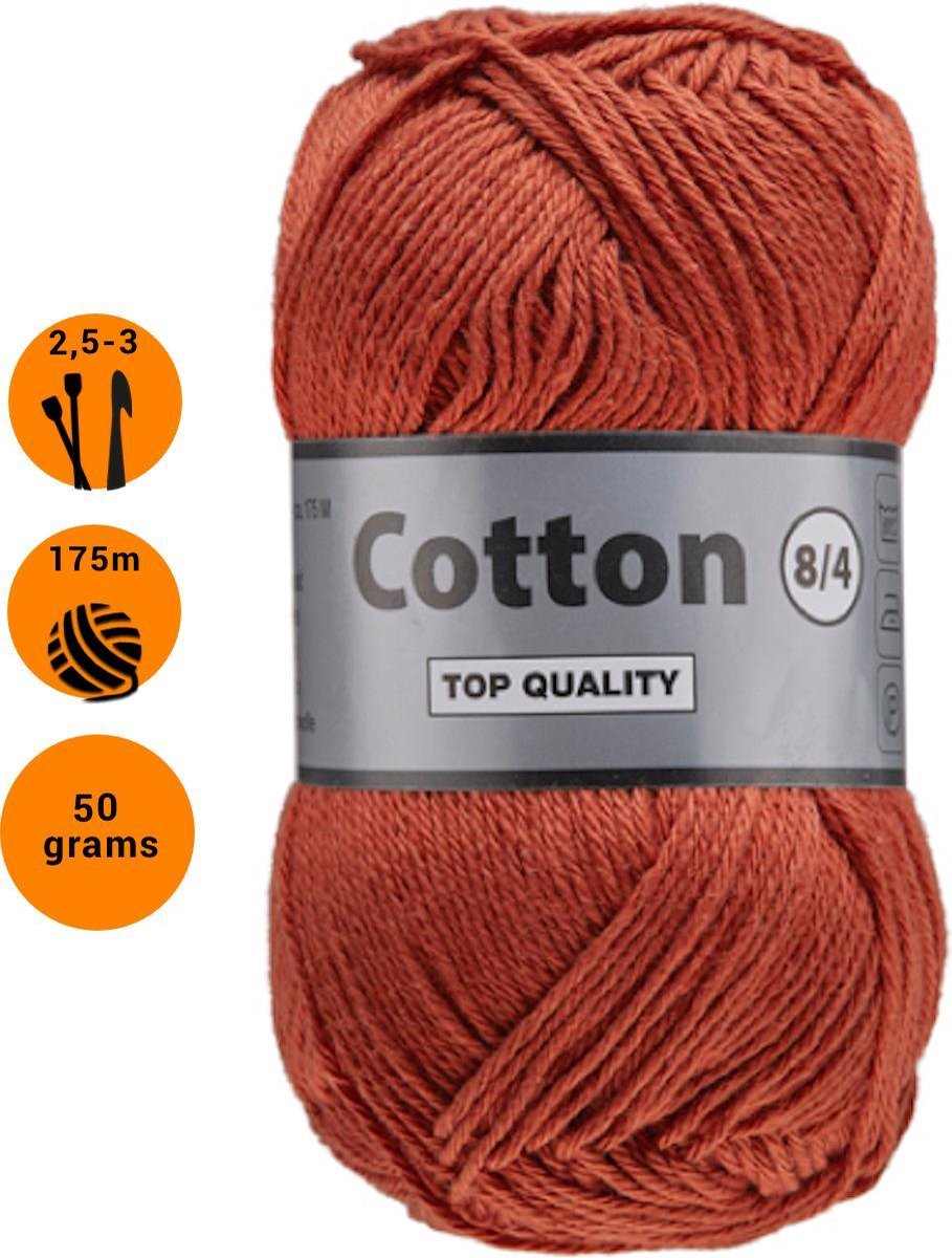 Lammy yarns Cotton eight 8/4 dun katoen garen - bruin (859) - pendikte 2,5 a 3mm - 1 bol van 50 gram