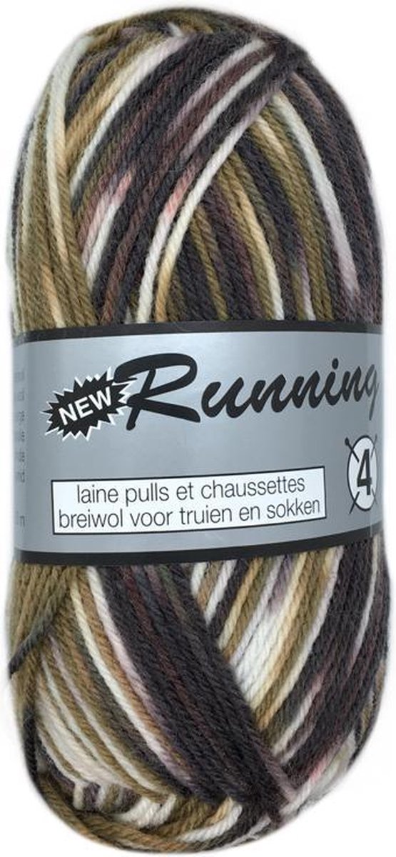 Lammy yarns New Running 4 bruin (901) - sokkenwol - pendikte 3 a 4mm - set van 3 bollen van 50 gram