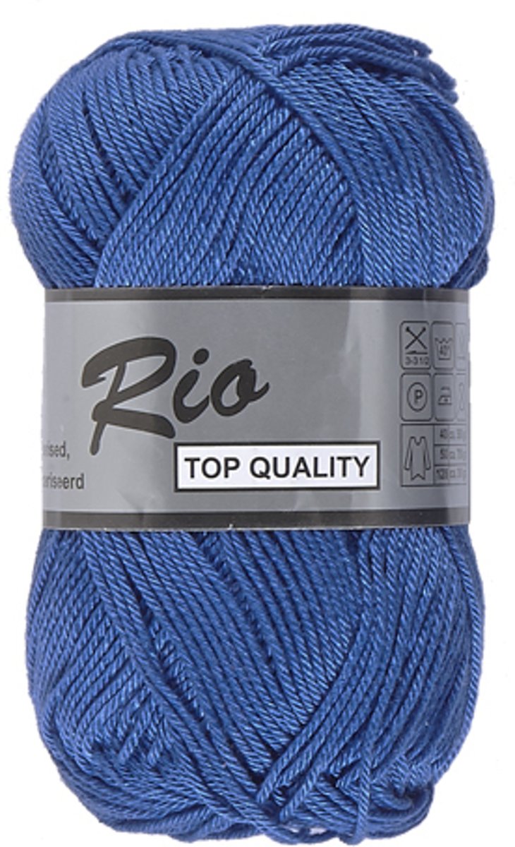 Lammy yarns Rio katoen garen - jeans blauw - 5 bollen