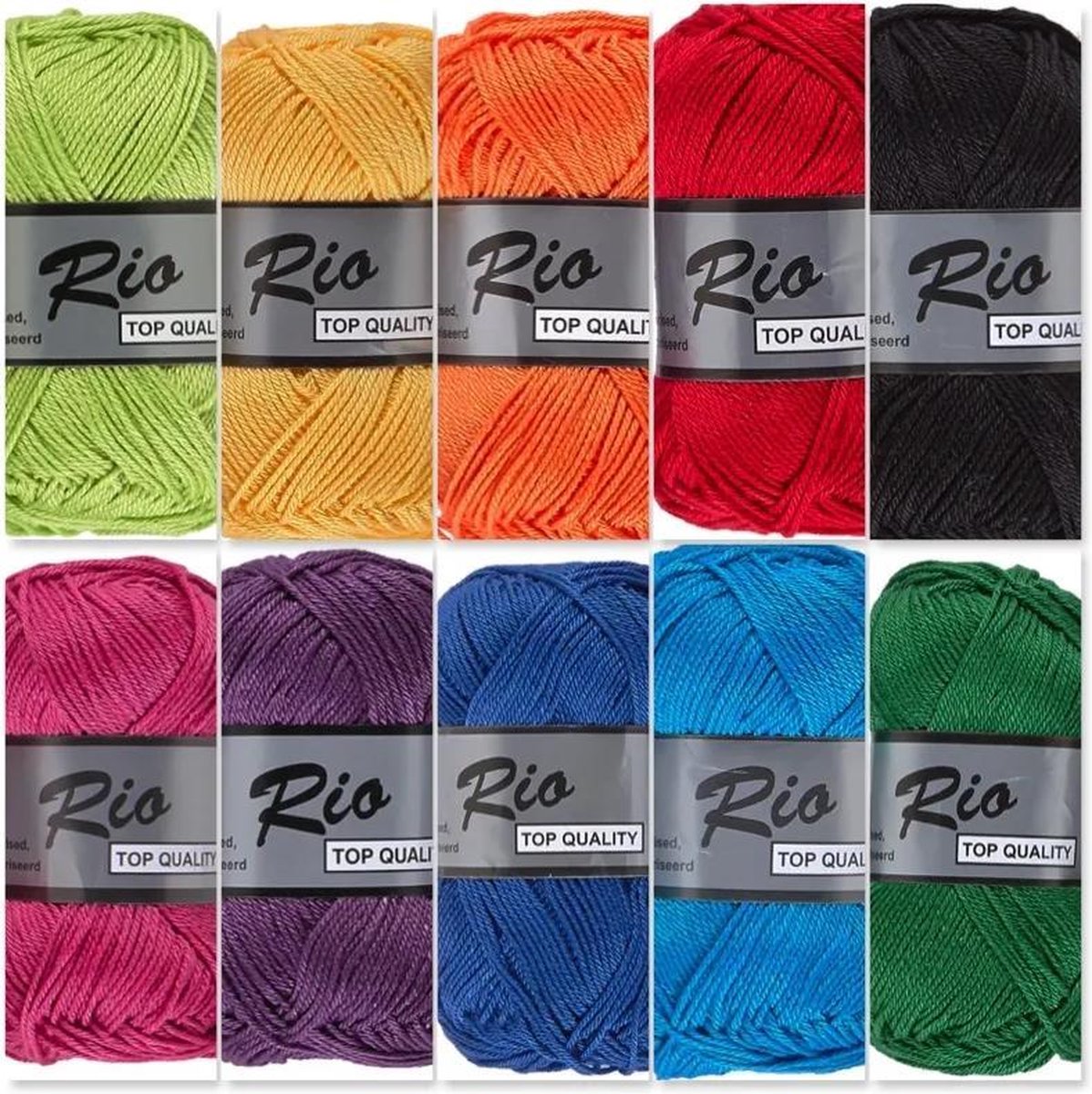 Lammy yarns Rio katoen garen pakket - 10 bollen diverse kleuren - pendikte 3 a 3,5mm - 50 grams bollen