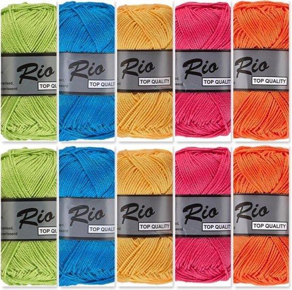 Lammy yarns Rio katoen garen pakket - 10 bollen warme kleuren - pendikte 3 a 3,5mm - 50 grams bollen