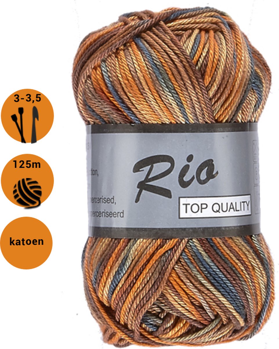 Rio Multi bruin blauw - gemêleerd katoen garen - 5 bollen