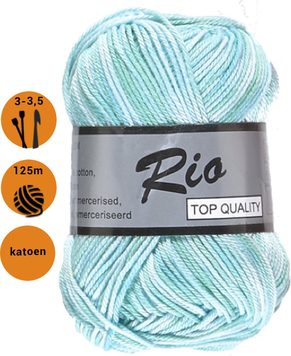 Rio Multi mint blauw - gemêleerd katoen garen - 5 bollen