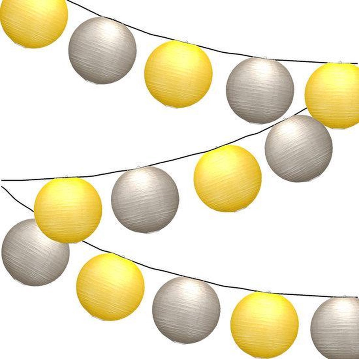 Lampionpakket - Okergeel & Kiezelgrijs - 20-delig - incl. LED string