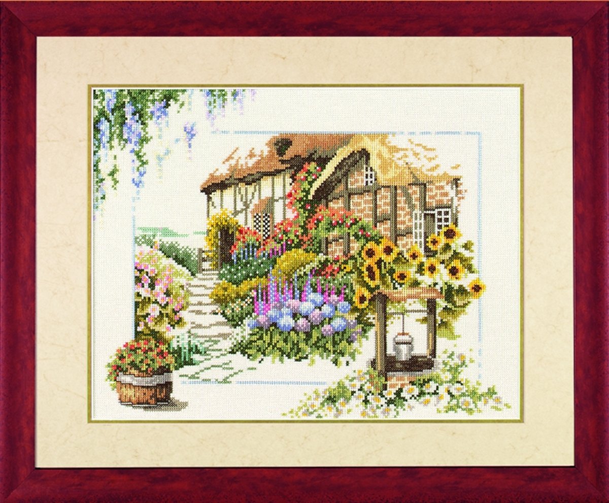 borduurpakket 34317 cottage met bloemen