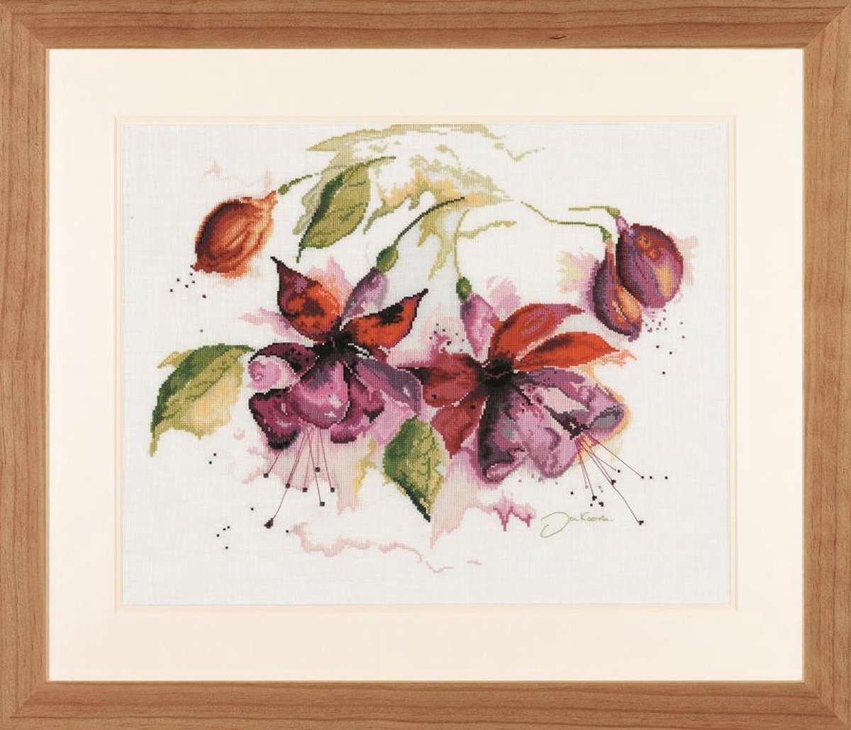 borduurpakket 34849 jan kooistra, fuchsia in aquarel