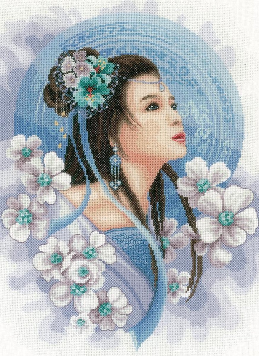 borduurpakket PN0169168 asian lady in blue