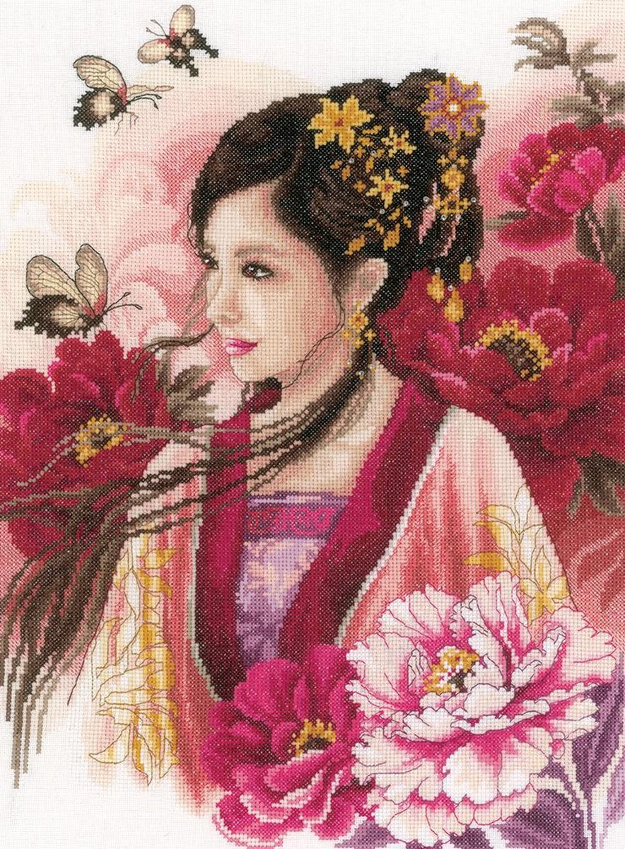 borduurpakket PN0170199 asian lady in pink