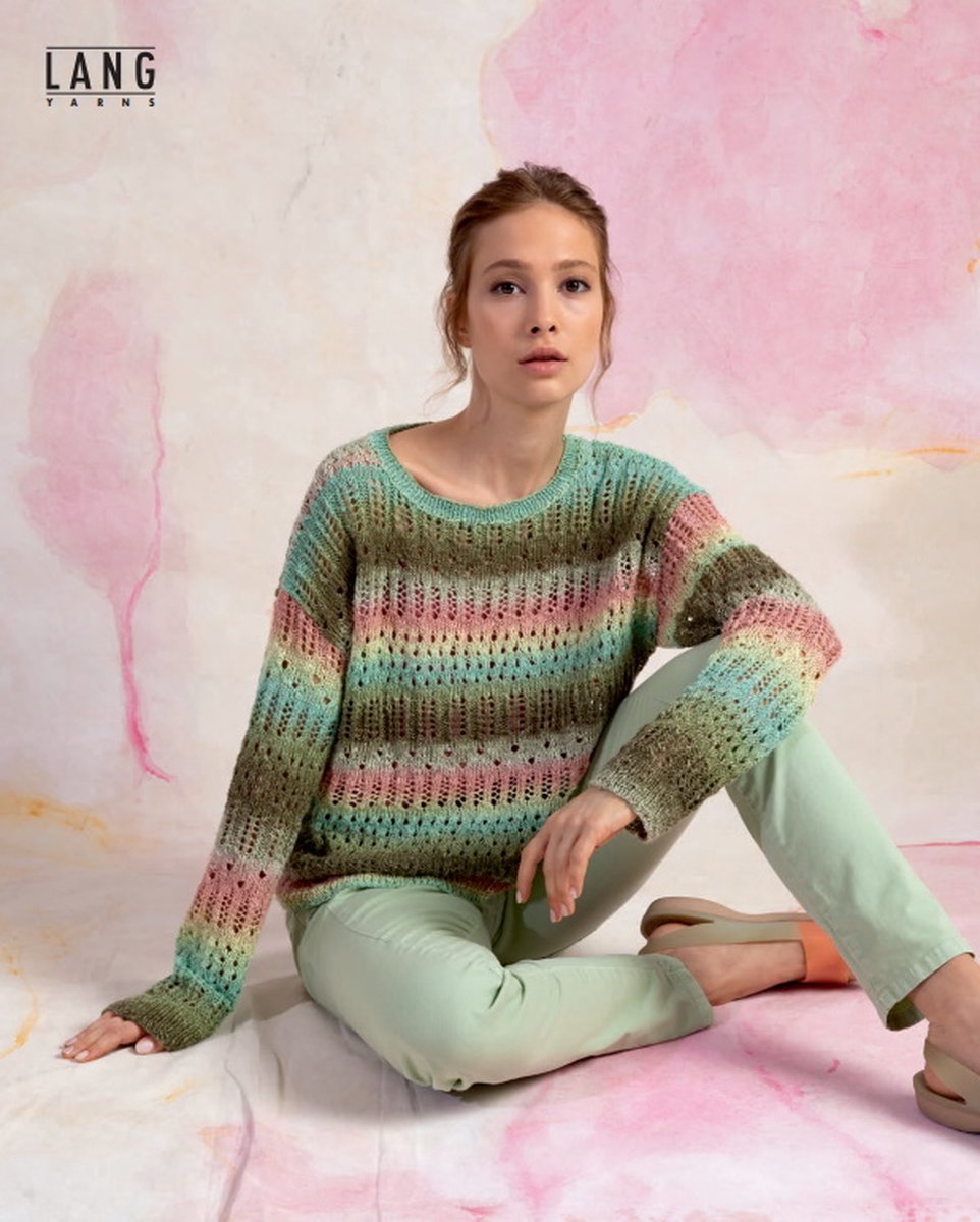 Breipakket Zomerse Trui Lang Yarns Linello Maat L-XL Kleur 52 Pastel