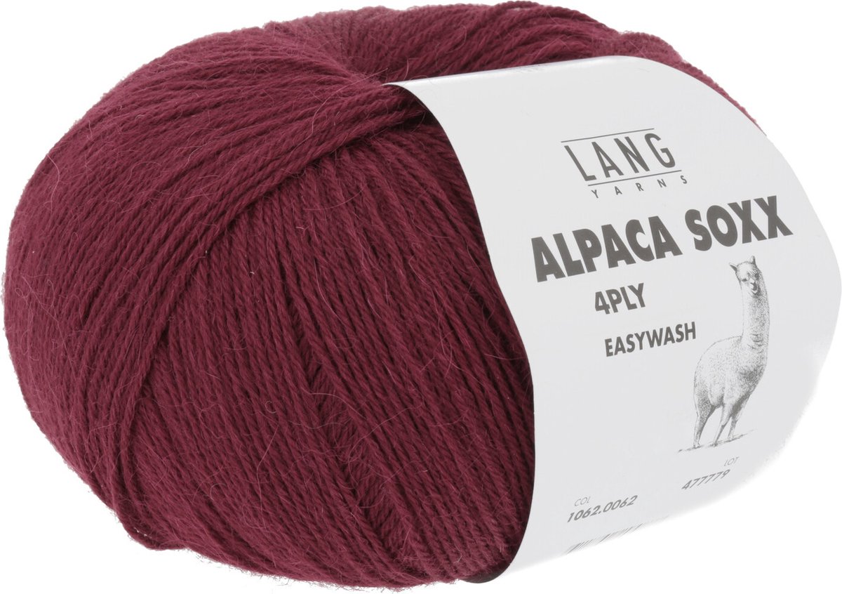 Lang Yarns Alpaca Soxx 4 draads Donkerrood 0062