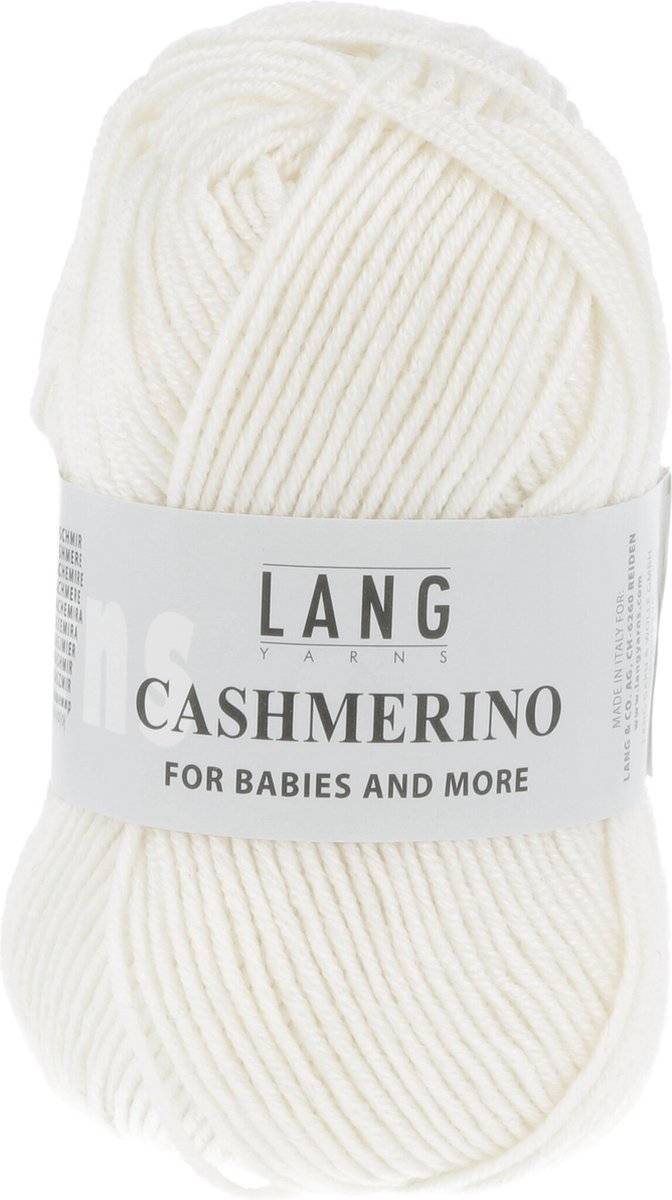 Lang Yarns Cashmerino Wit - 55% Merinowol extra fine, 33% Polyacryl en 12% cashmere - naalddikte 3-3.5 mm - 50 gram 125 meter - haken - breien