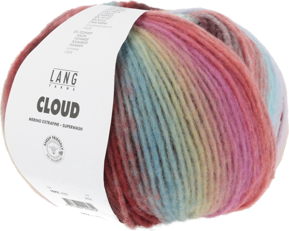 Lang Yarns Cloud 100 gram nr 0005 Rood Gemêleerd