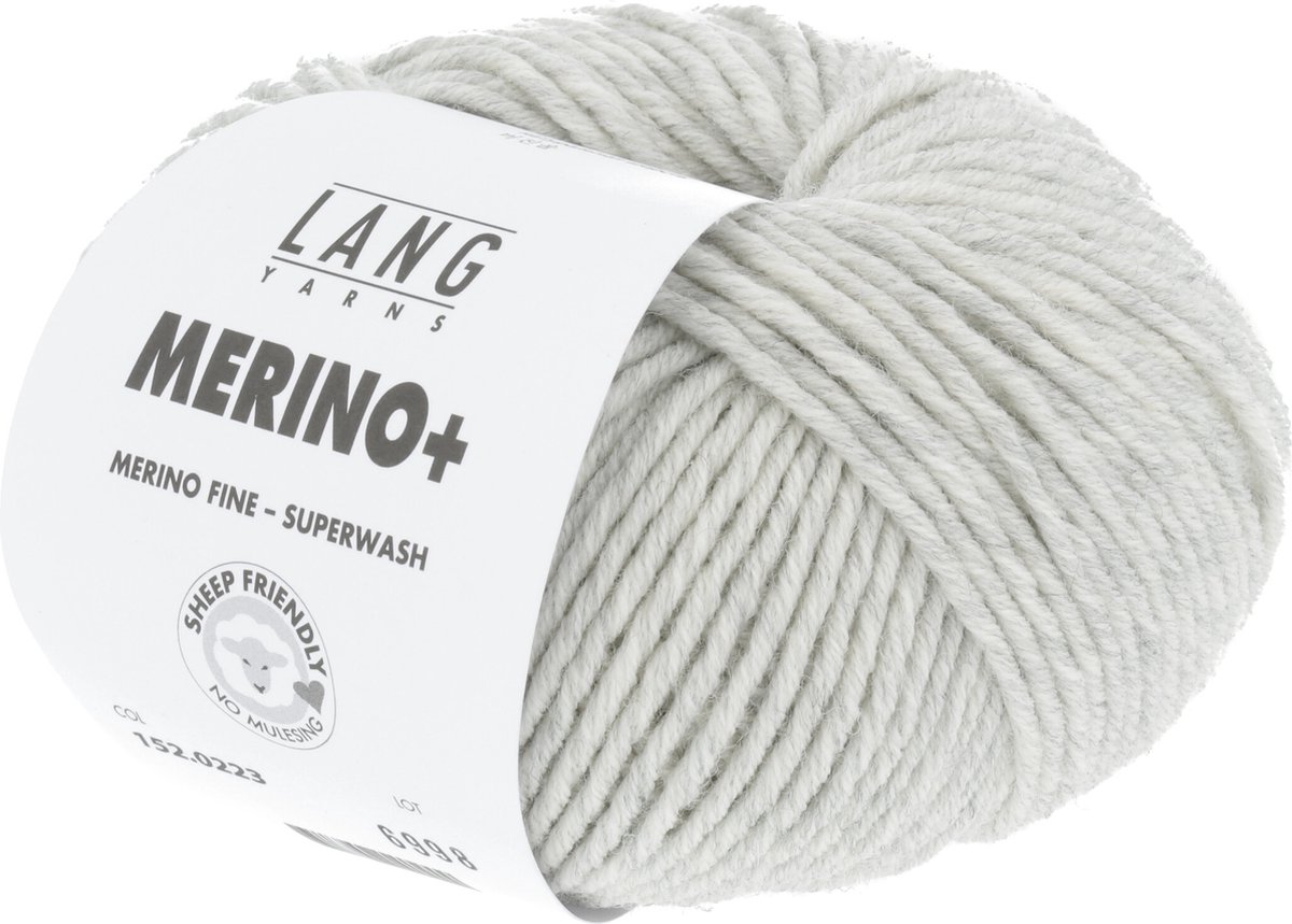 Lang Yarns Merino+ 223 Lichtgrijs gemêleerd