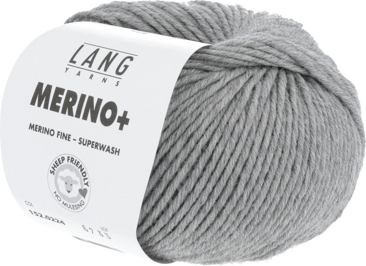 Lang Yarns Merino+ 224 Grijs gemêleerd