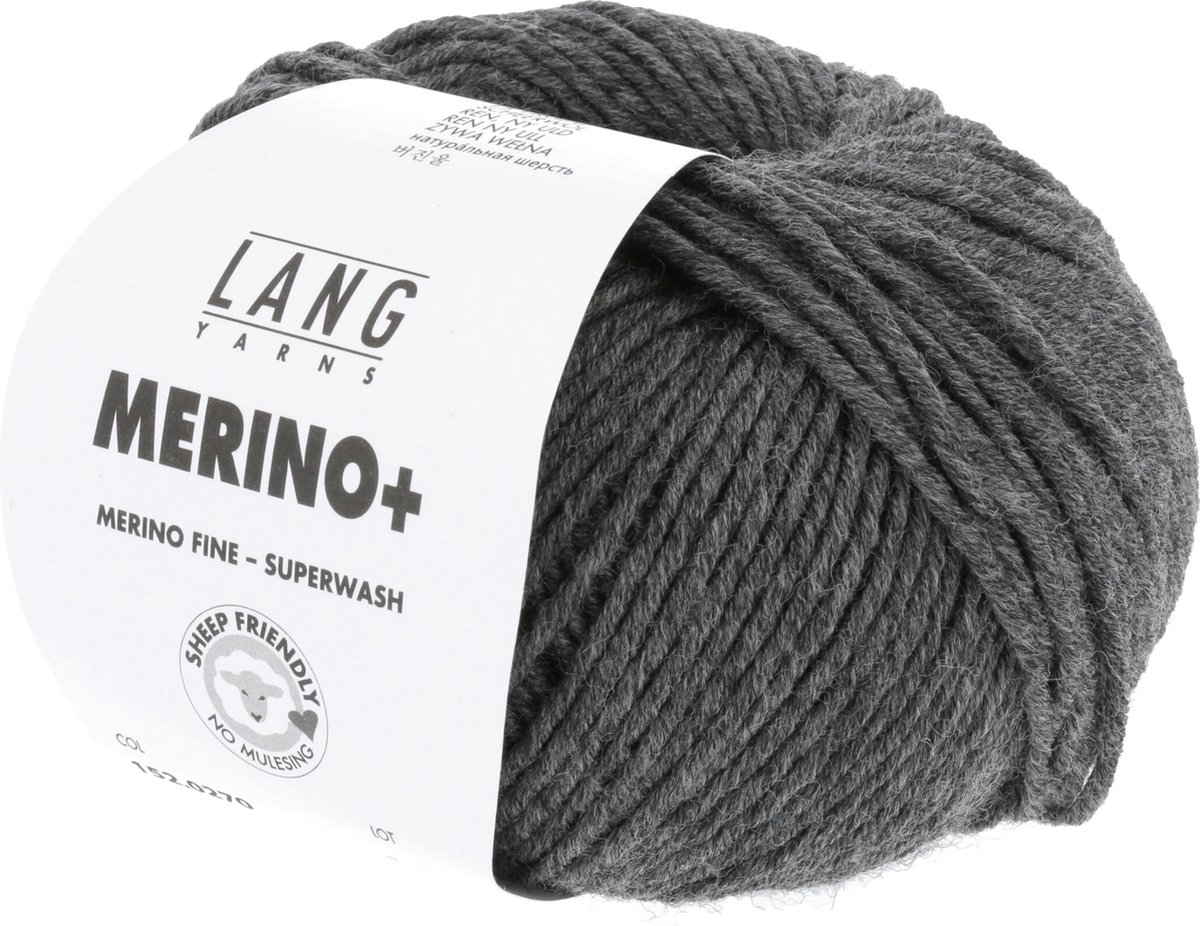 Lang Yarns Merino+ 270 Donkergrijs gemêleerd