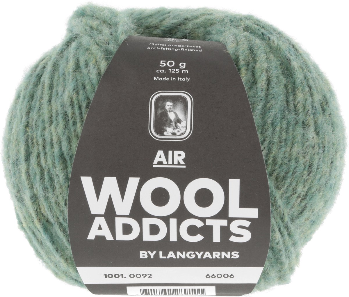 Lang Yarns Wooladdicts Air - kleur donker groen - 50 gram - 125 meter - 84% merino extrafine, 16% Polyamide - naalddikte 5 tot 5.5 mm - breien - haken