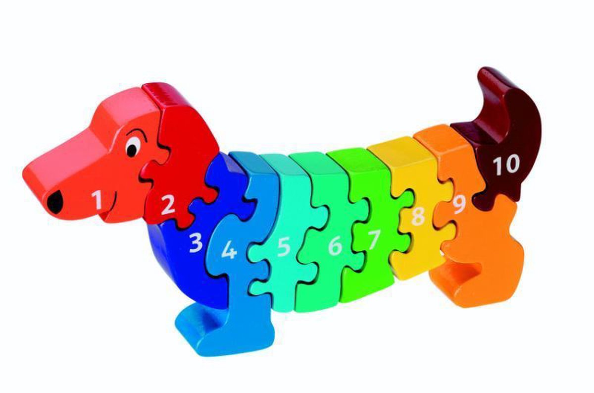 Houten puzzel Hond - Leren tellen 1-10