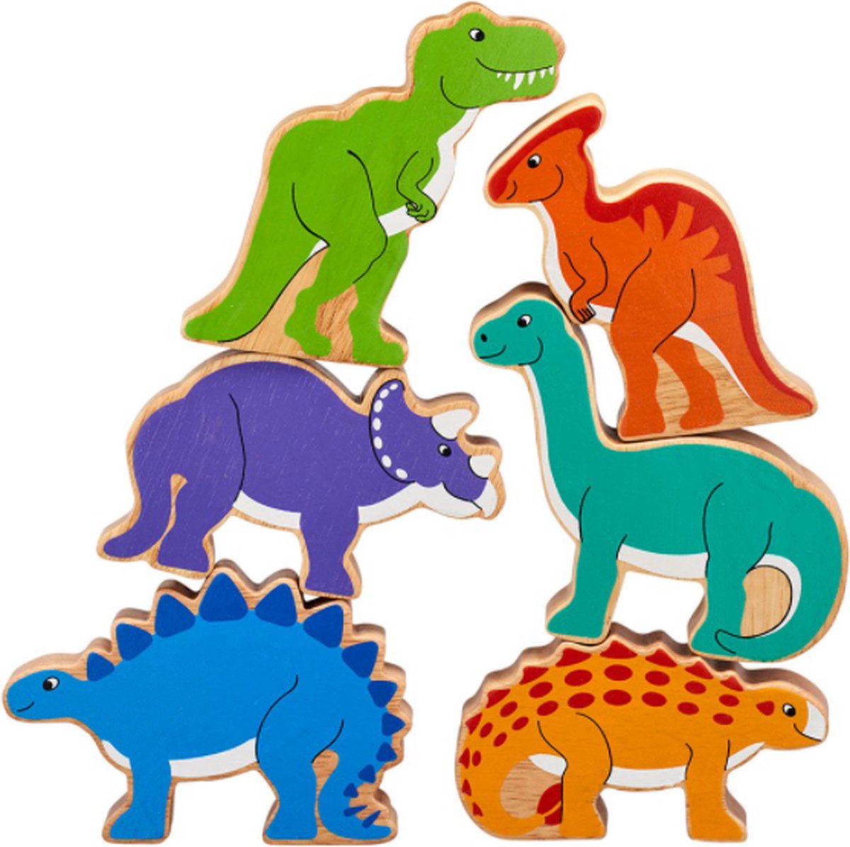 Lanka Kade Houten Speelgoed Dinosaurussen, set van 6 assorti