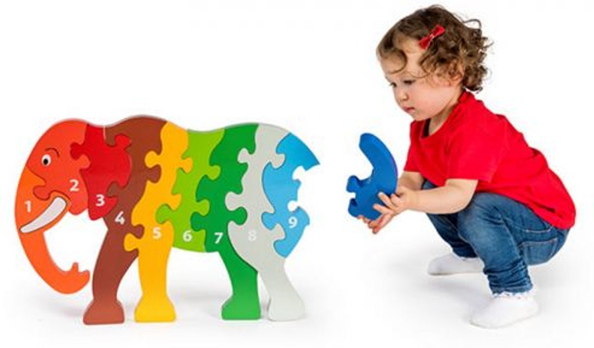 Puzzel Olifant XL  1-10 Lanka Kade Hout