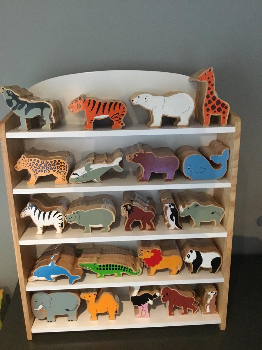 Set van 3 handgeschilderde houten dieren