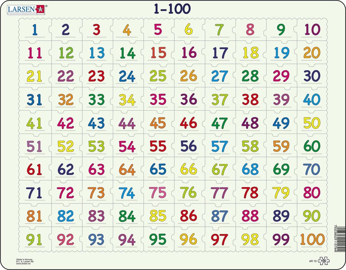 Larsen Maxi Leren Rekenen Getallen 1-100 100 stukjes