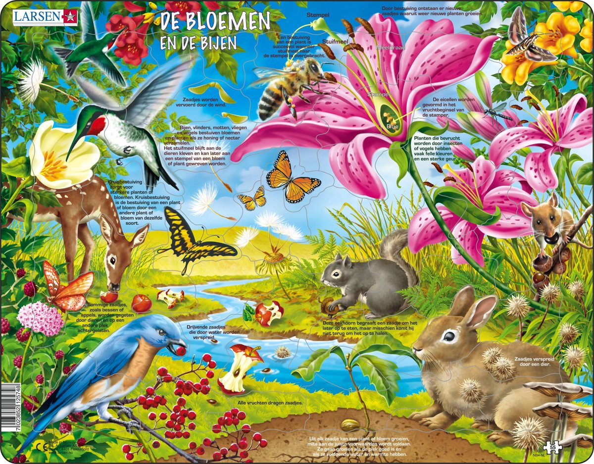 Puzzel Maxi Dieren - De bloemen en de bijen - 55 stukjes